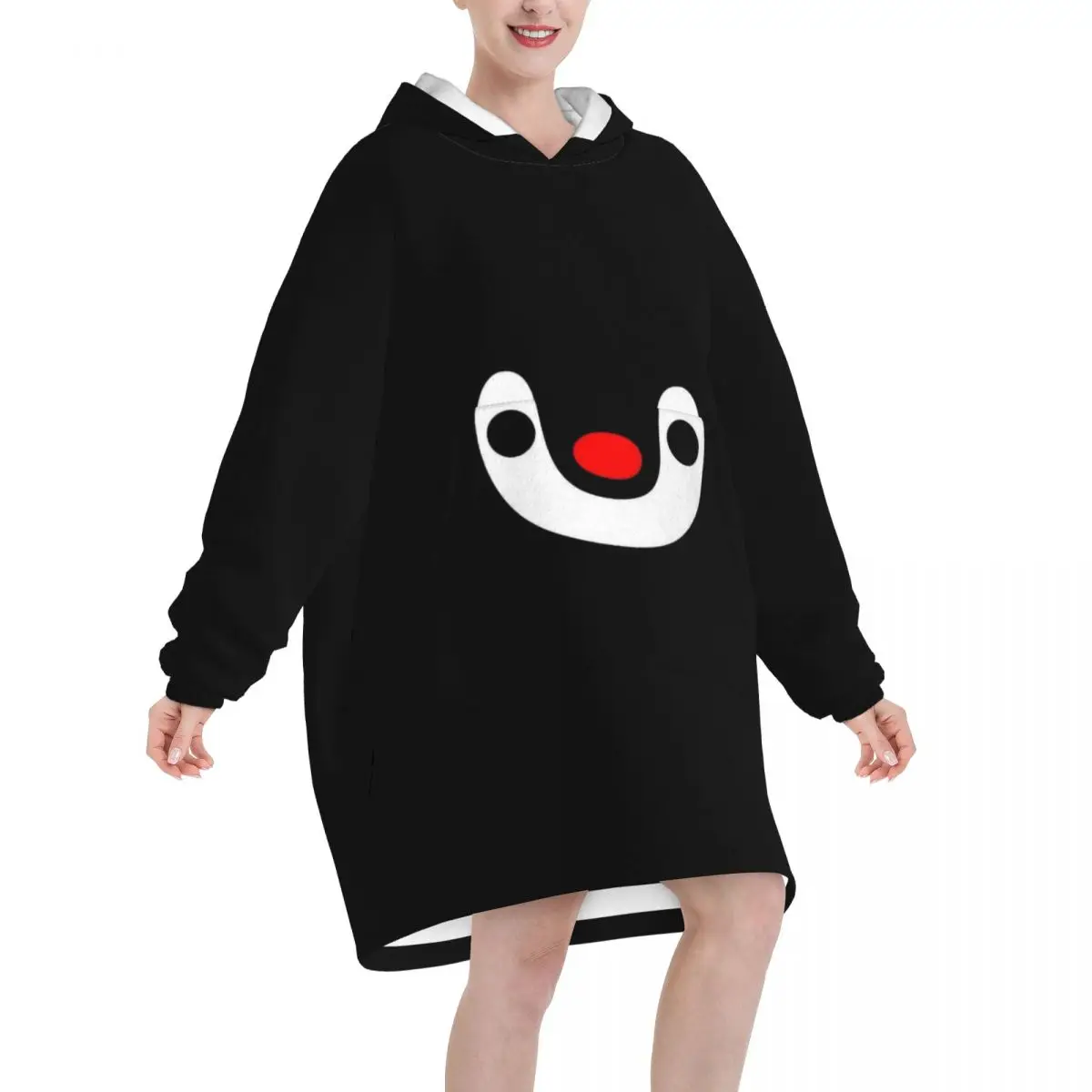 Pingus Cartoon Penguin Wearable Blanket Hoodie for Women Men Oversized Sweatshirt Blanket with Pocket