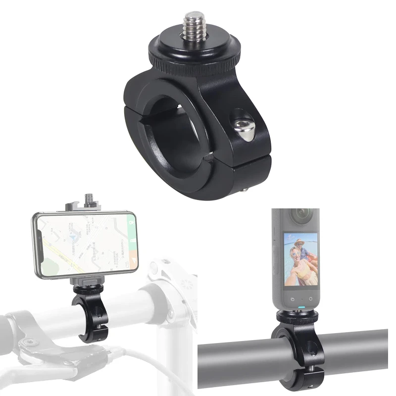 Aluminium Fahrrad Lenker Halterung Clip 1/4 Schraube für GoPro 13 12 11 10 Insta360 X5 Action 5Pro Kamera Stativ Kugelkopf Adapter