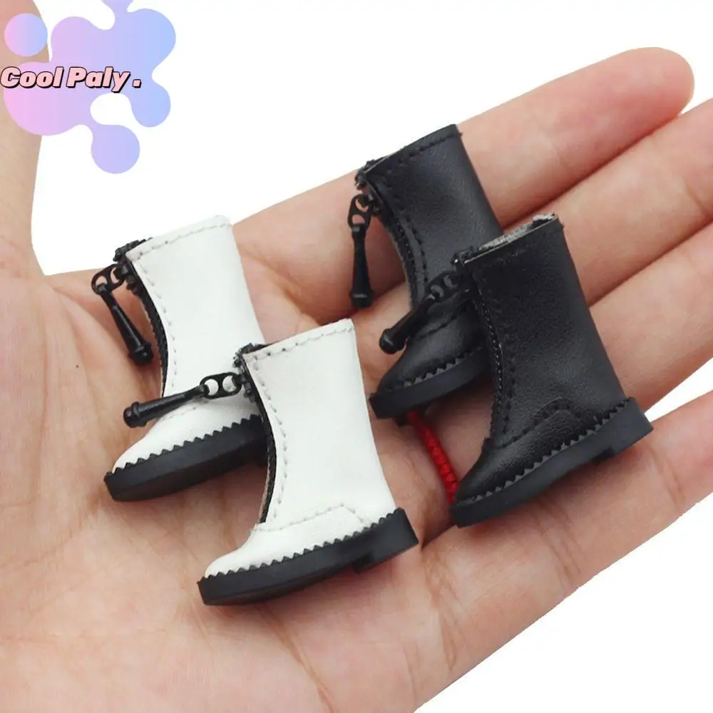 

1 Pair High-top Obitsu 11 Doll Leather Boots Metal Zipper High-heeled 1/12 Bjd Doll Leather Shoes Casual GSC 1/12 Bjd Doll Boots