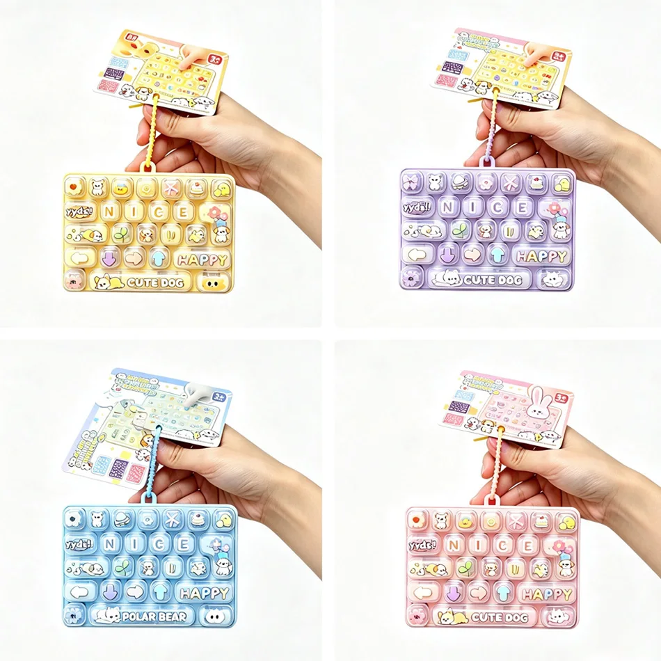 Hot Anime 26-Key Keyboard Keychain Stress Relief Fidget Toy Keyboard Button Finger Clicker Backpack Charms Christmas Gift