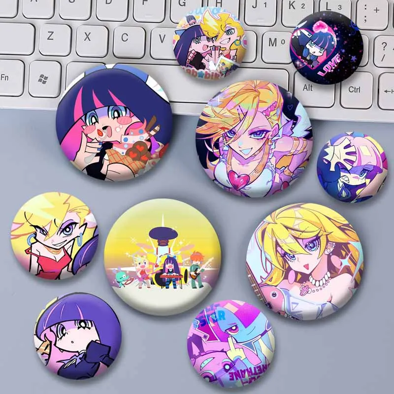 Anime Panty Stocking Icons Brooches Cute Cartoon Character Enamel Pins Tinplate Badge Backpack Clothes Accessories Jewelry Gifts