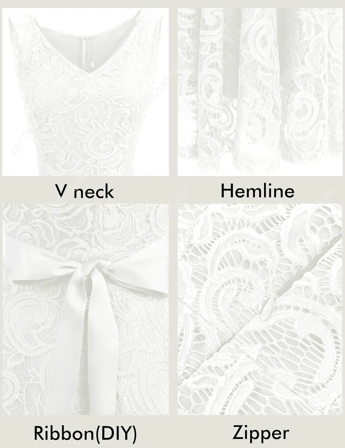 Dressystar Abito da donna da damigella d'onore in pizzo floreale Abito corto da ballo con scollo a V