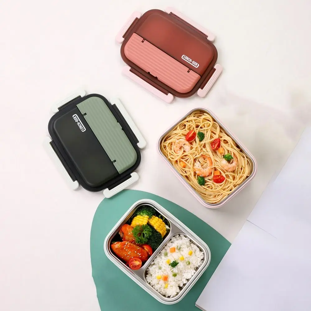 

Insulated Stainless Steel Lunch Box Portable Leak-Proof Food Storage Box With Lid Durable Sealed Container Microwave Heating