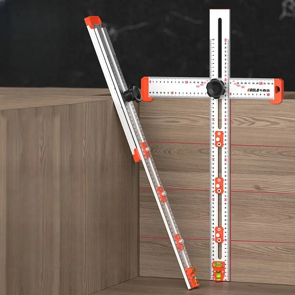 2in1 T Shaped Ruler Aluminum Punching Positioning Measuring Woodworking Pro Tool