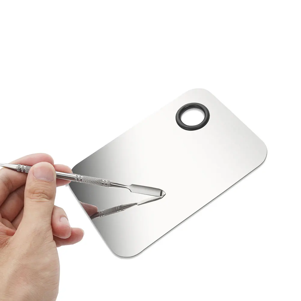

Stainless Steel Palette Professional Makeup Tool for Dresser Artist Beauty Salon 430 Grade Steel PU Case Mixing Color