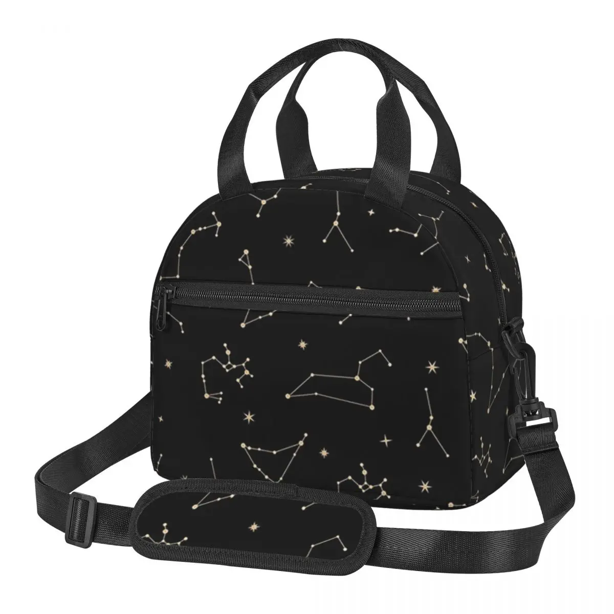 Night Sky Golden Celestial Stars Zodiac Constellations Lunch Bags Bento Box Lunch Tote Picnic Bags  Thermal Bag for Woman Work