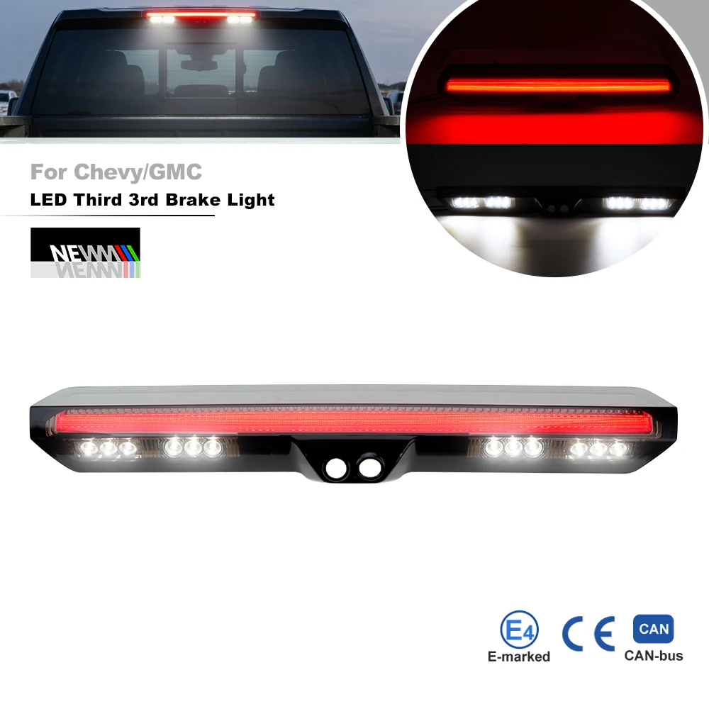 Smoked LED Third Brake Light For 2019 2020-2026 Chevy Silverado GMC Sierra 1500 2500HD 3500HD 2022 1500 LTD Cargo Camera Lamp