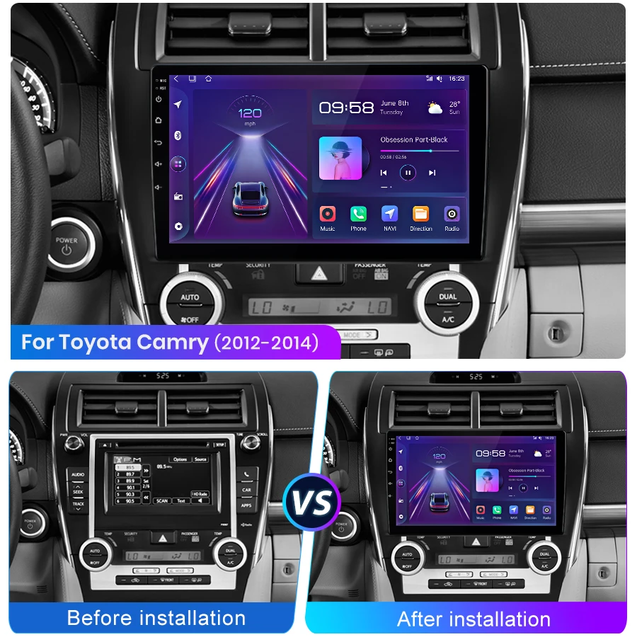 Junsun Car Stereo For  Toyota Camry 2012-2015 Android 12 10 inch Car Radio Wireless Carplay Android Auto DSP WiFi GPS Navigation