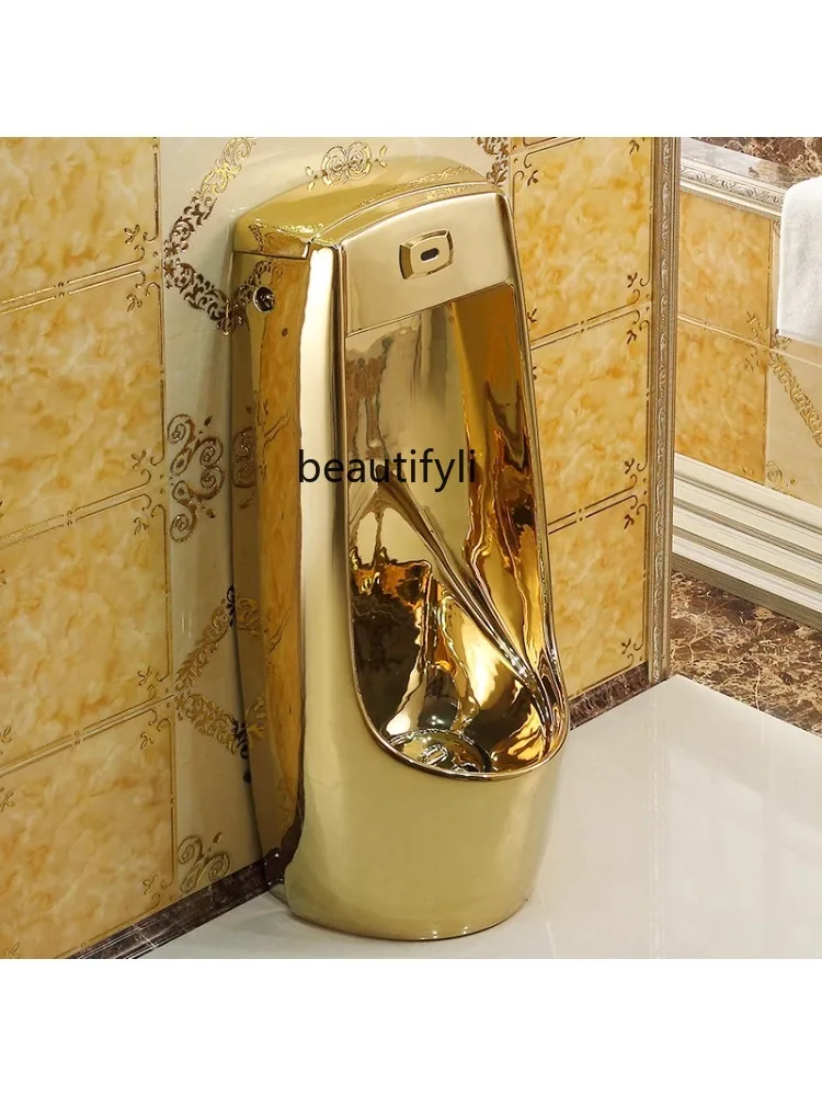 Vertical Intelligent Induction European Gold Urine Cup Men's Wall-Mounted Floor Urinal Ceramic Urinal Funnel Urinal