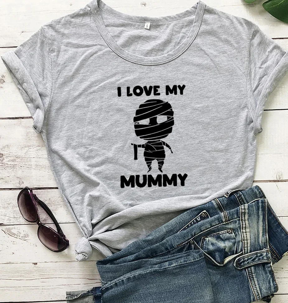 I LOVE MY MUMMY Print Women T Shirt Short SleeveHarajuku Graphic  Tops Streewear Clothes Causal Female Clothes Fashion Tee