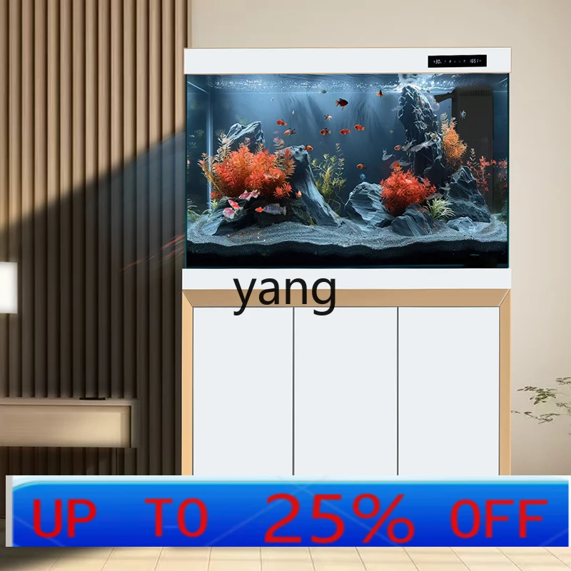 

Аквариум для золотых рыбок среднего размера, напольный, от пола до потолка, из ультрабелого стекла, без воды.