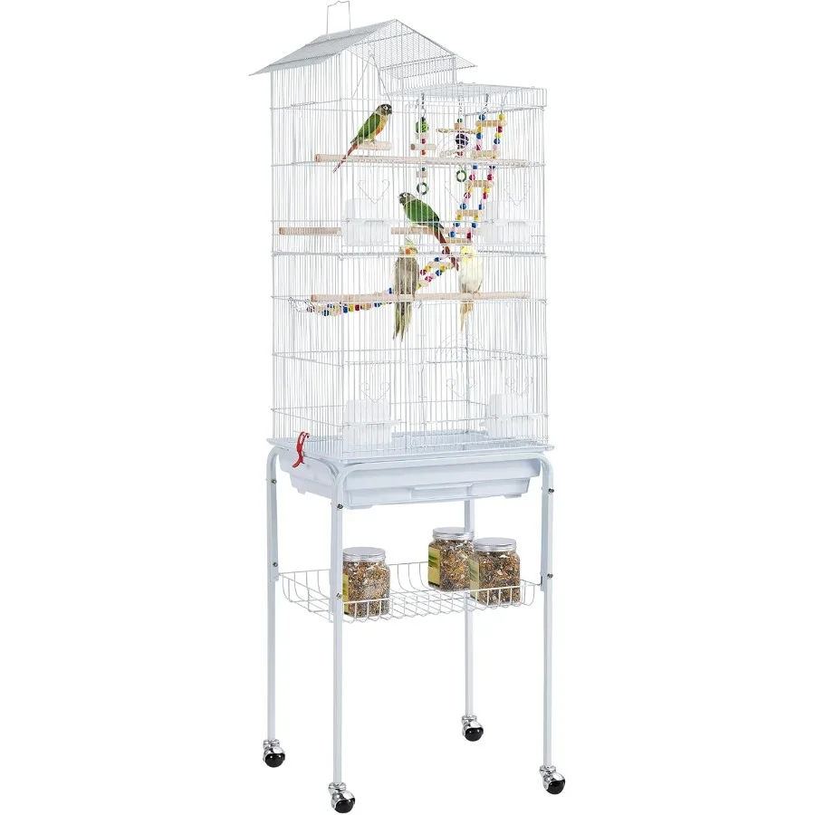 

62.5-inch Roof Top Flight Bird Cage for Parakeets Cockatiels Conures Finches Lovebirds Canaries Budgies Small Parrots Large Bir