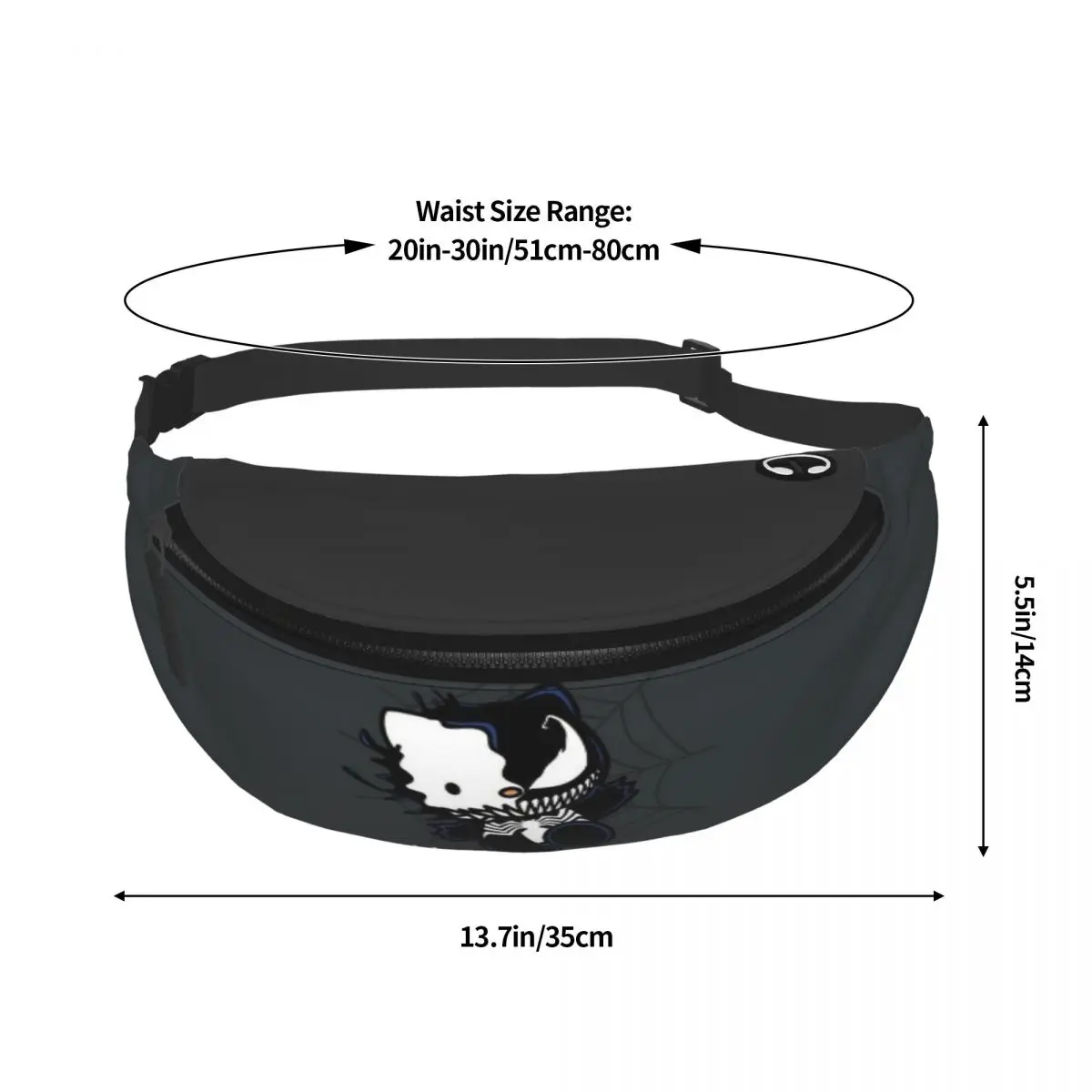 Custom Hello Kitty - Venom Fanny Pack Men Women Crossbody Waist Bag for Camping Biking Phone Money Pouch