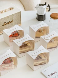 50Pcs/lot White Transparent Cake Box Cut Mousse Cake Box Birthday Cake Box DIY Dessert Pastry Packing Party Christmas Wedding