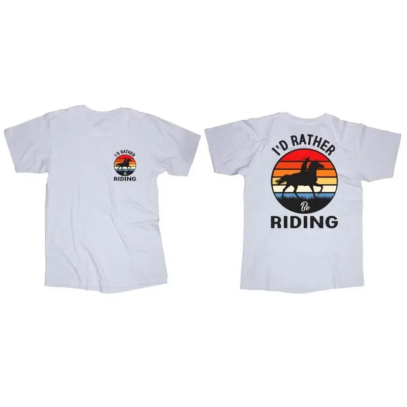 Horse T shirt I'd Rather be Riding Ranch Rodeo Cowboy Cowgirl Country