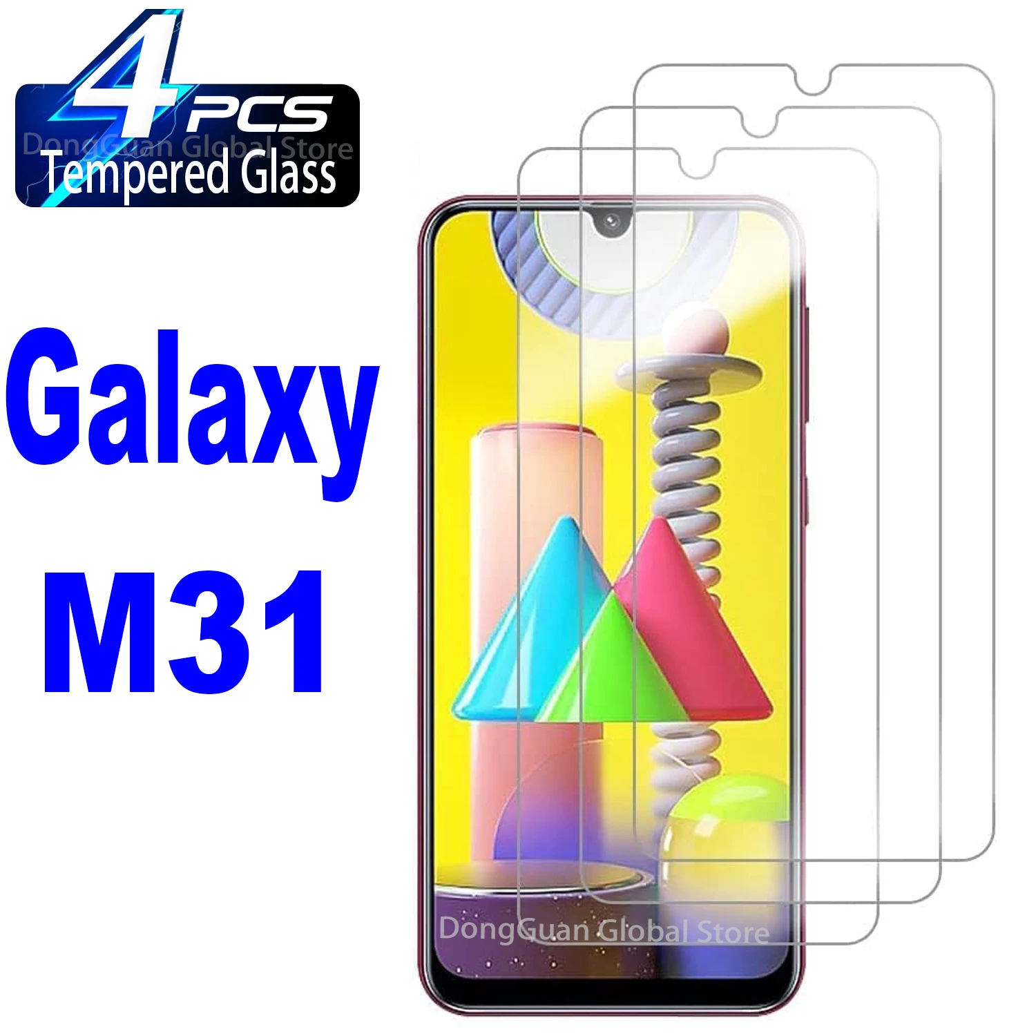 2/4Pcs Tempered Glass For Samsung Galaxy M31 Screen Protector Glass Film