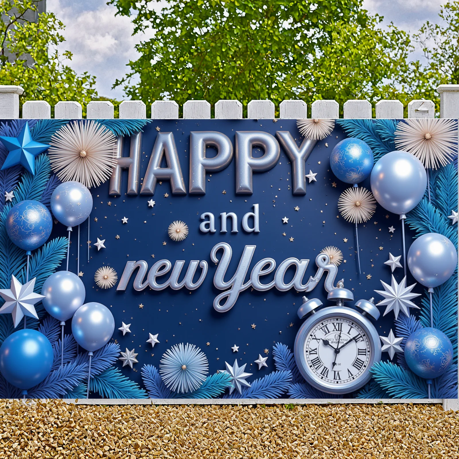 New Year Display Metallic Balloons Yearly Display New Year Celebration Banner Festive Happy New Year Banner For Yearly Festival