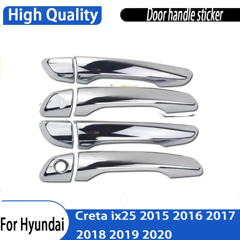Chrome Door Handle Cover Cup Bowl Molding Catch Garnish Overlay Cap For Hyundai Creta ix25 2015 2016 2017 2018 2019 2020
