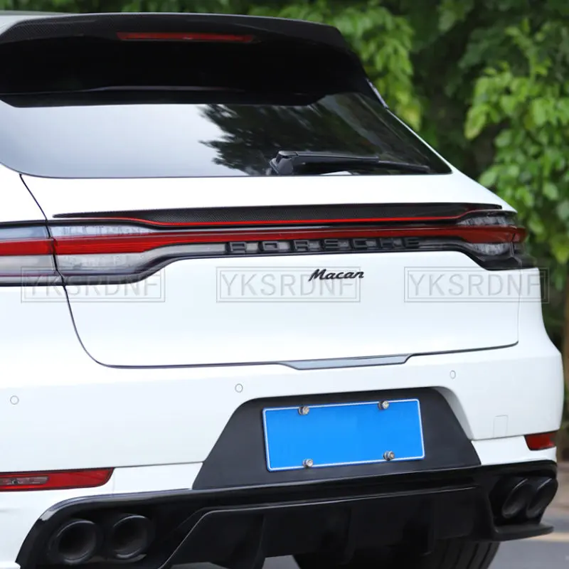 Do Porsche Macan Gts Spoiler samochodu Macan Turbo tylne światło dekoracyjne części w spojler z włókna węglowego rzeczywistym 2018-2020 — zdjęcie 4