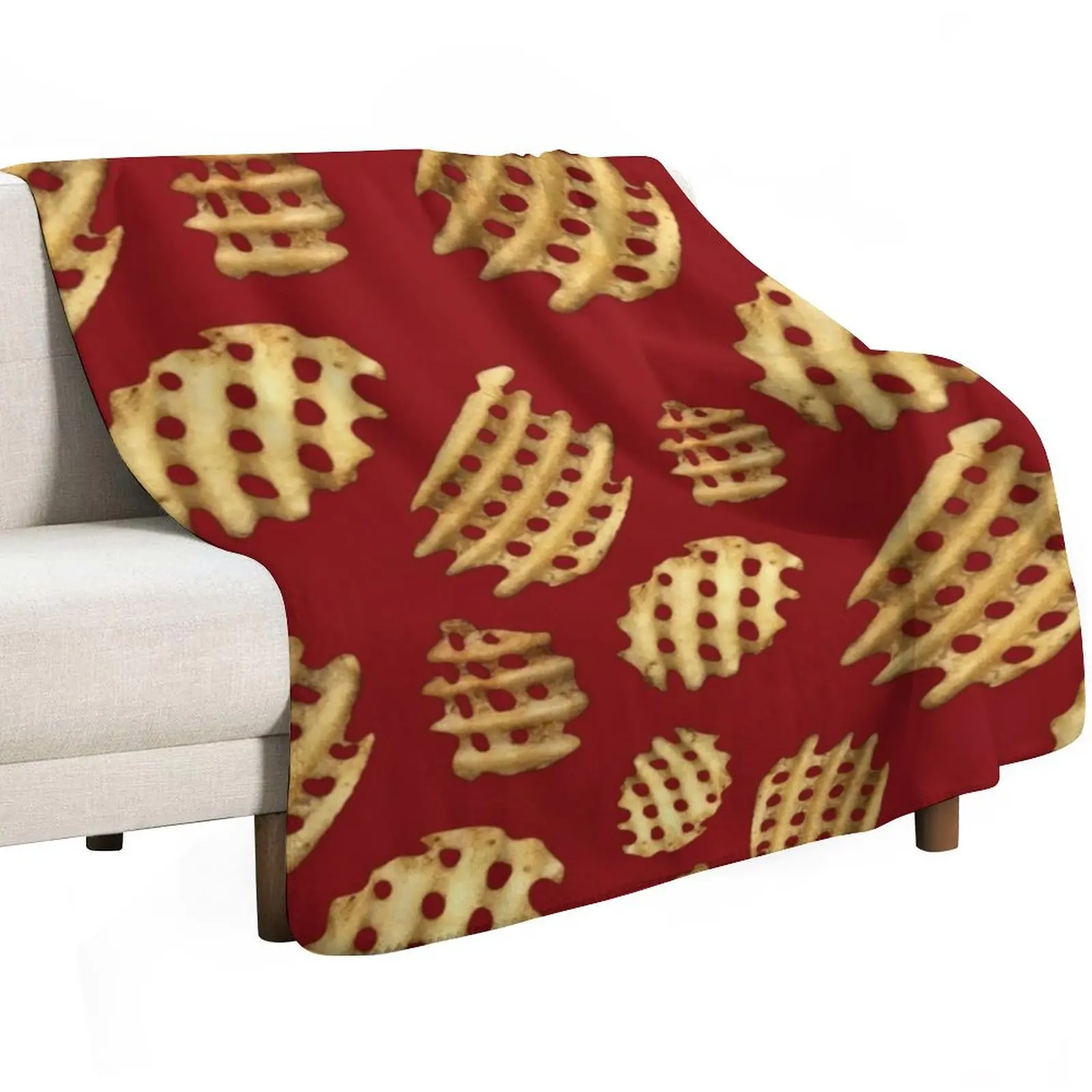 Crunchy Waffle Fries Throw Blanket Retros funny gift Beach anime Extra Large Throw Blankets