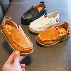 Kids Shoes Genuine Leather Shoes Loafers 2022 New Fashion Sneakers Children Peas Shoes British Soft Soled Boy's Leather Shoes