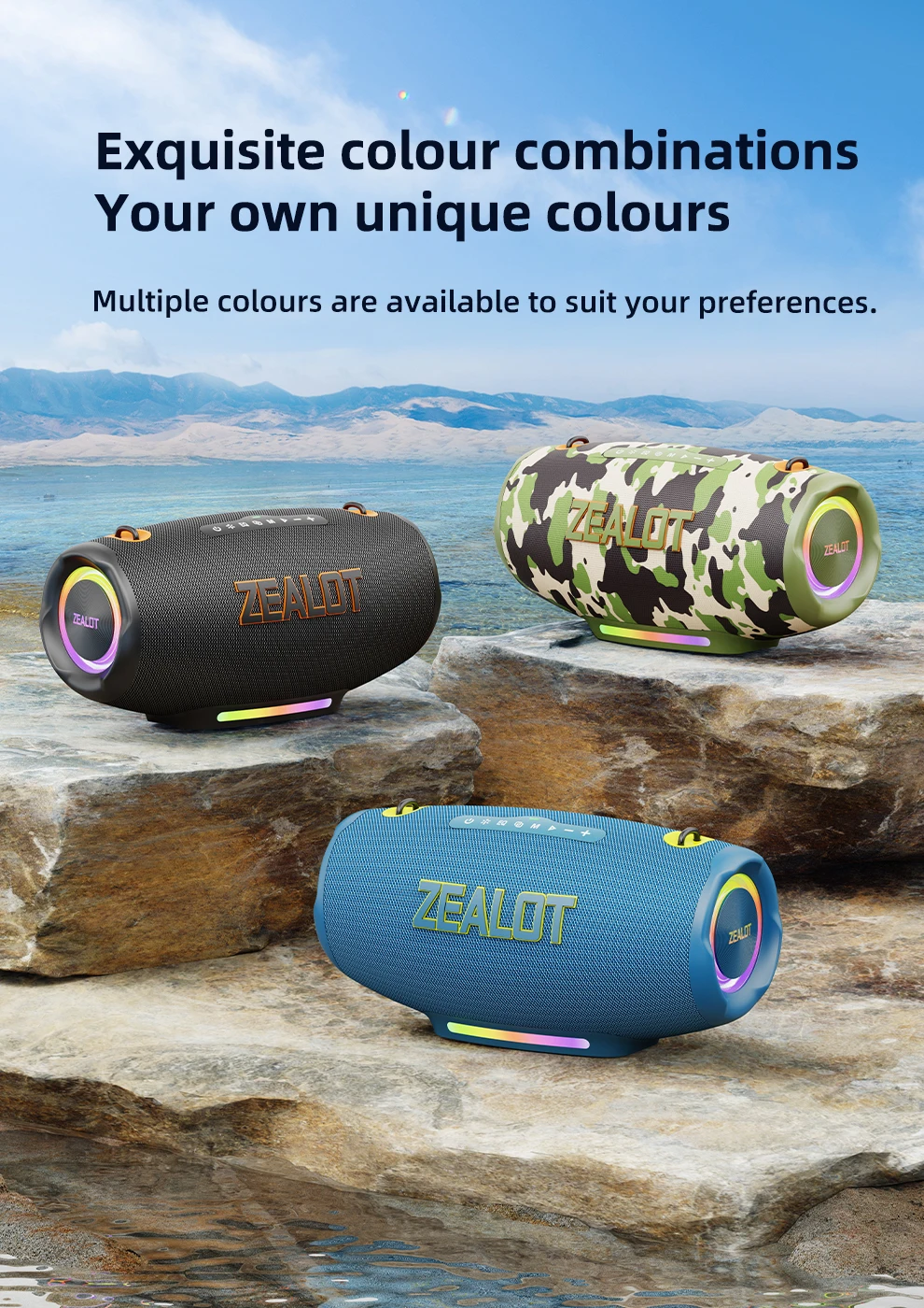 Zealot-S127 100W Tragbarer Subwoofer Bluetooth-Lautsprecher TF-Karte Outdoor-Stereo-Surround Wasserdichter Lautsprecher Kabellose Soundbox – Detail 10