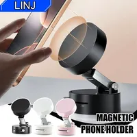 1PC Vacuum Magnetic Car Phone Mount 360 Rotating Suction Cup Holder, Strong Magnetic Grip Adjustable for Car, Gym, Mirror