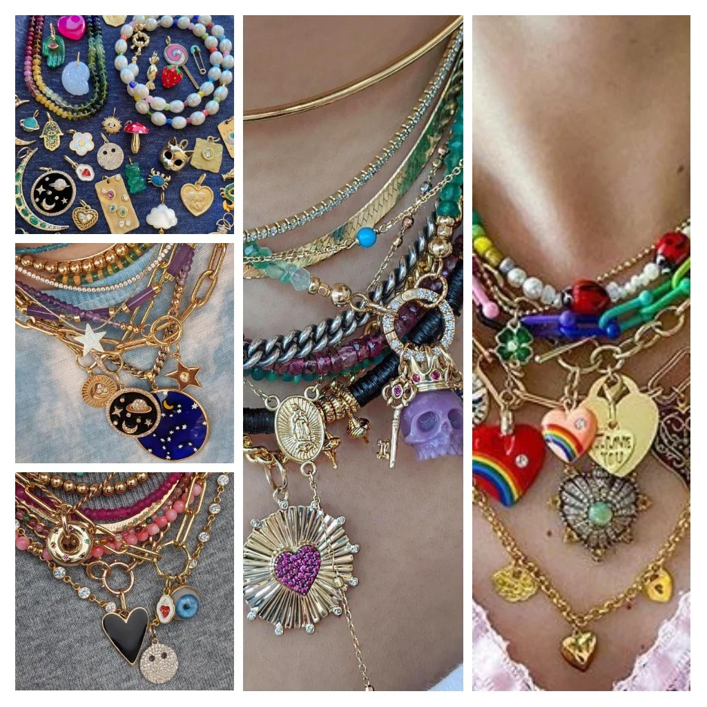 Cute Rainbow Love Charms for Jewelry Making  Gold Color Bowknot Charm DIY Women\'s Necklace Bracelet Pendant Talisman Dijes