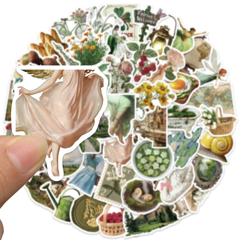 

10/30/50pcs Vintage American Style Pastoral Stickers Rural Life Cartoon Sticker DIY Notebook Phone Luggage Aesthetic Decals Pack