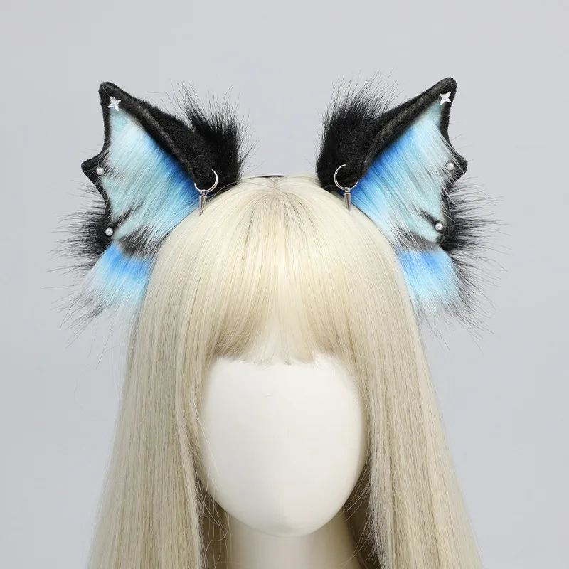 Couvre-chef japonais mignon étoile sirène Lolita, Simulation oreilles d'animaux, accessoires de dessin animé, bandeau d'oreille, coiffure de Costume