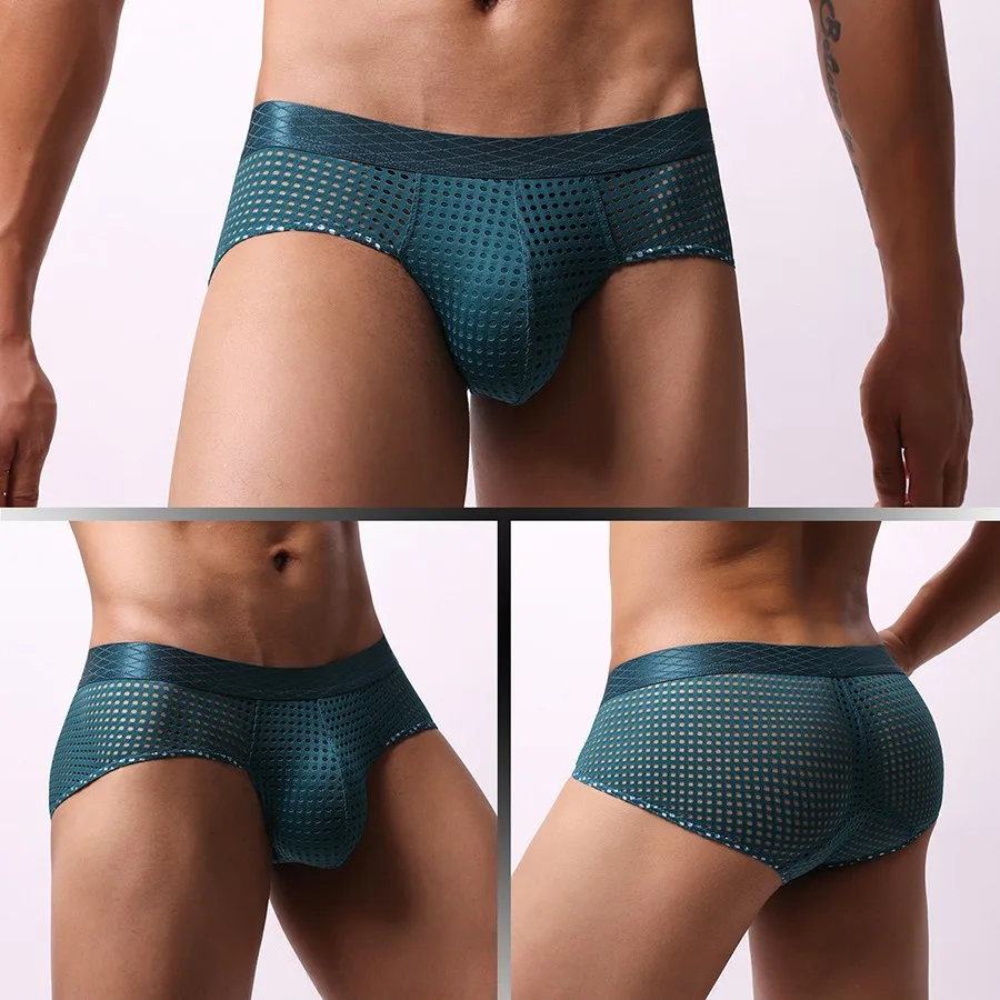 Men's Underwear Low Rise Breathable Mesh Triangle Pants Wide Waisted Briefs