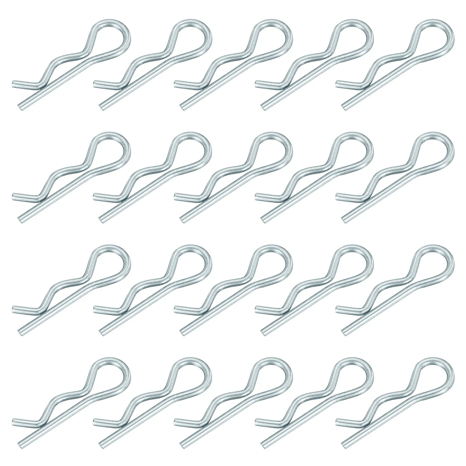 20Pcs 304 Stainless Steel R Shaped Spring Cotter Clip Pin Resistant Rust Fastener Hardware for Repairing Cars 1/1.2/1.5mm Silver