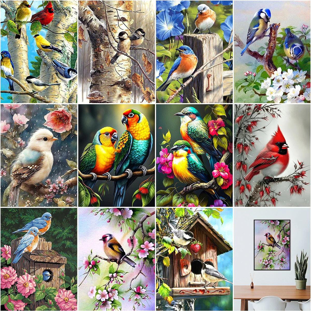 The Bird On The Branch Personality DIY Full Drill Diamond Decorative Painting