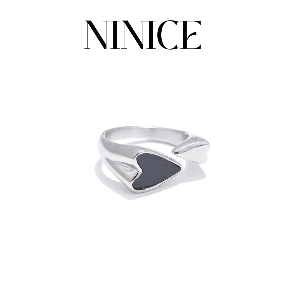 NiNice Women's Rings Stainless Steel Jewelry Engagement Choice Jewelry Heart Shell Waterproof Fashionable Minimalist Regalo