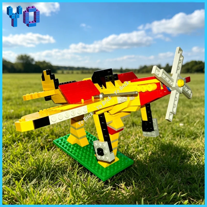 

Retro Warplane Aircraft MOC Assembly Blocks Creative Aviation Building Bricks DIY Assemble Leisure Educational Toy