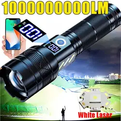 White laser Shot Long LED Flashlight Super Bright Rechargeable Portable Ultra Power Torch lamp Outdoor Emergency Camping Lantern