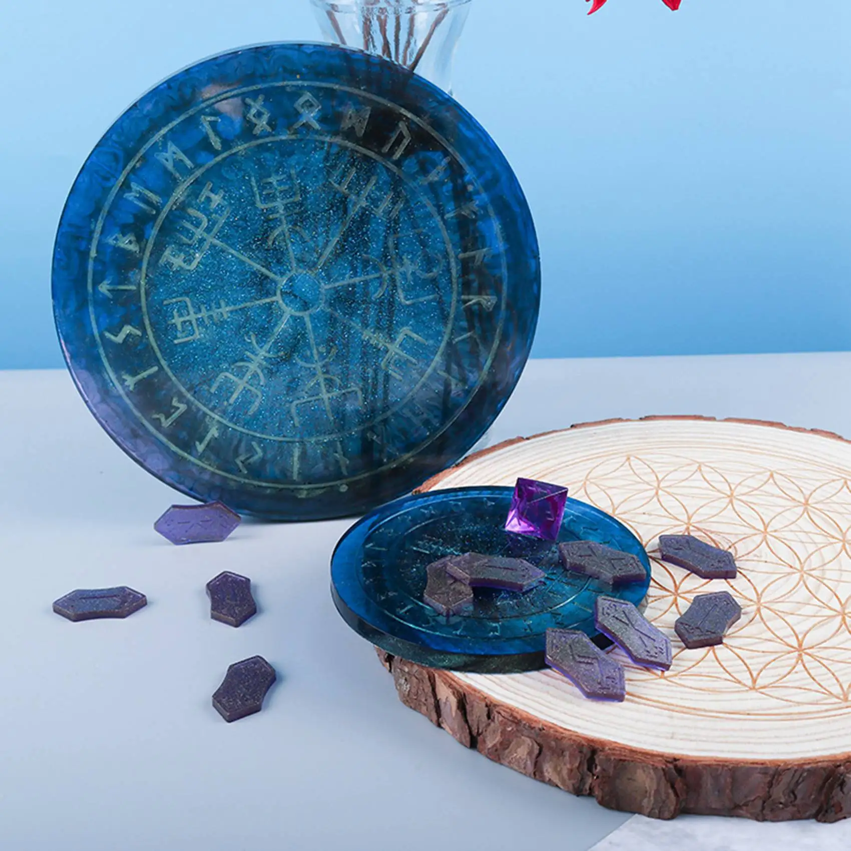 Trending Now DIY Divination Pad Divination Disc Astrology Compass Silicone Mold (3 Rune Dice)