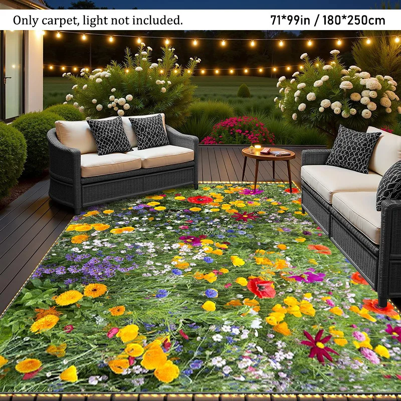 1pc Elegant Floral Pattern Area Rug, Washable, Indoor & Outdoor Use, Perfect for Courtyard Balcony Garden Camping RV Home