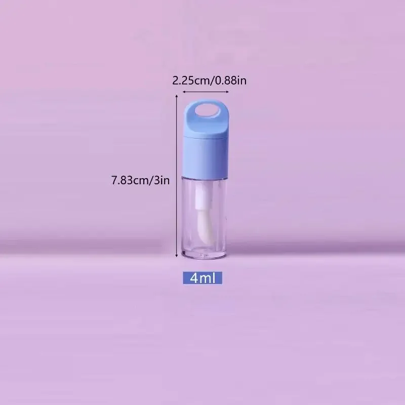 1Pcs Cute Big Brush Wand Transparent 4ml Lip Gloss Tube Plastic Round Empty Lip Gloss Container