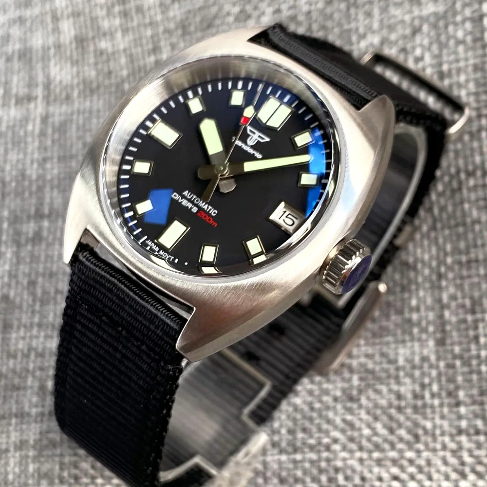36mm 20ATM Japan NH35A Automatic Watch for Men Watch Wristwatch AR Domed Sapphire Crystal reloj hombre Luminous Marks Nylon Band