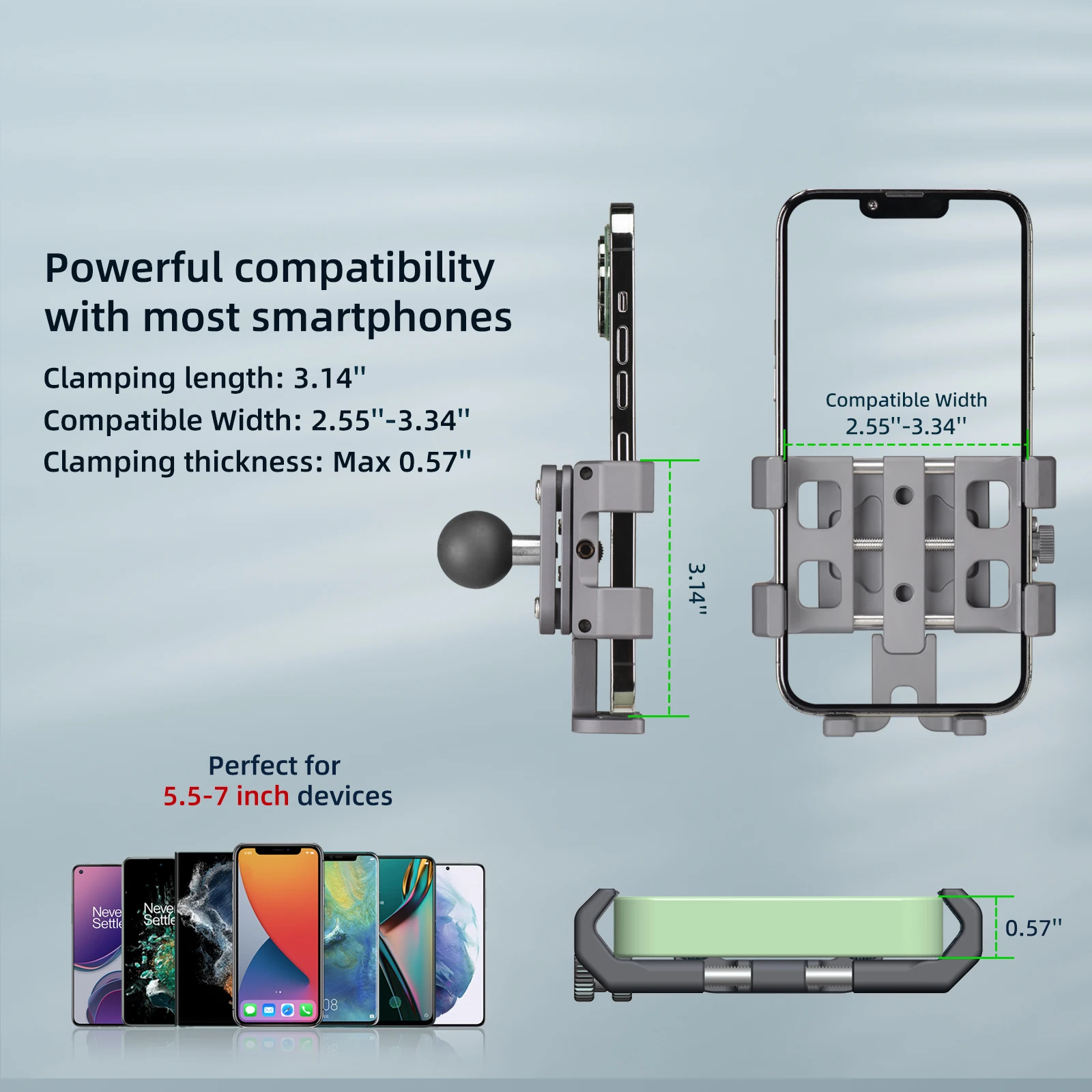 FANAUE سبائك الألومنيوم دراجة نارية حامل هاتف ملحق مع 1 بوصة الكرة العالمية المضادة للاهتزاز امتصاص الصدمات لحامل رام