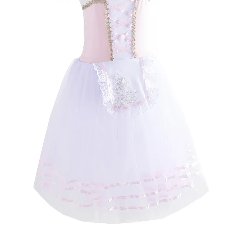 Novo profissional ballet tutu vestido de manga longa da menina branco cisne ballet vestido desempenho dança ballet artista roupas criança