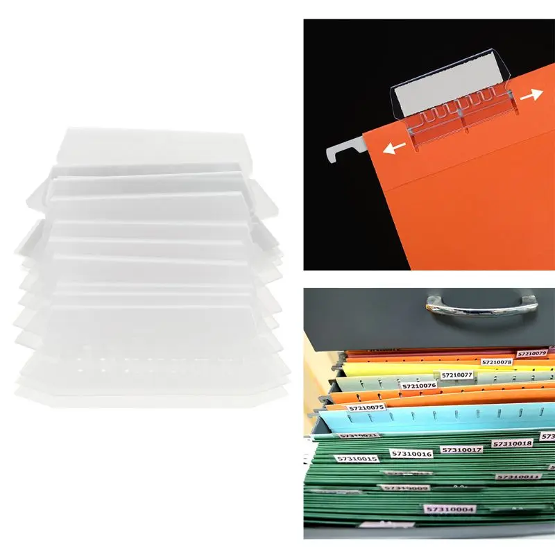 50Pcs File Folder Tabs Plastic Tabs Hanging File Folder Labels Tabs and Inserts Dropship