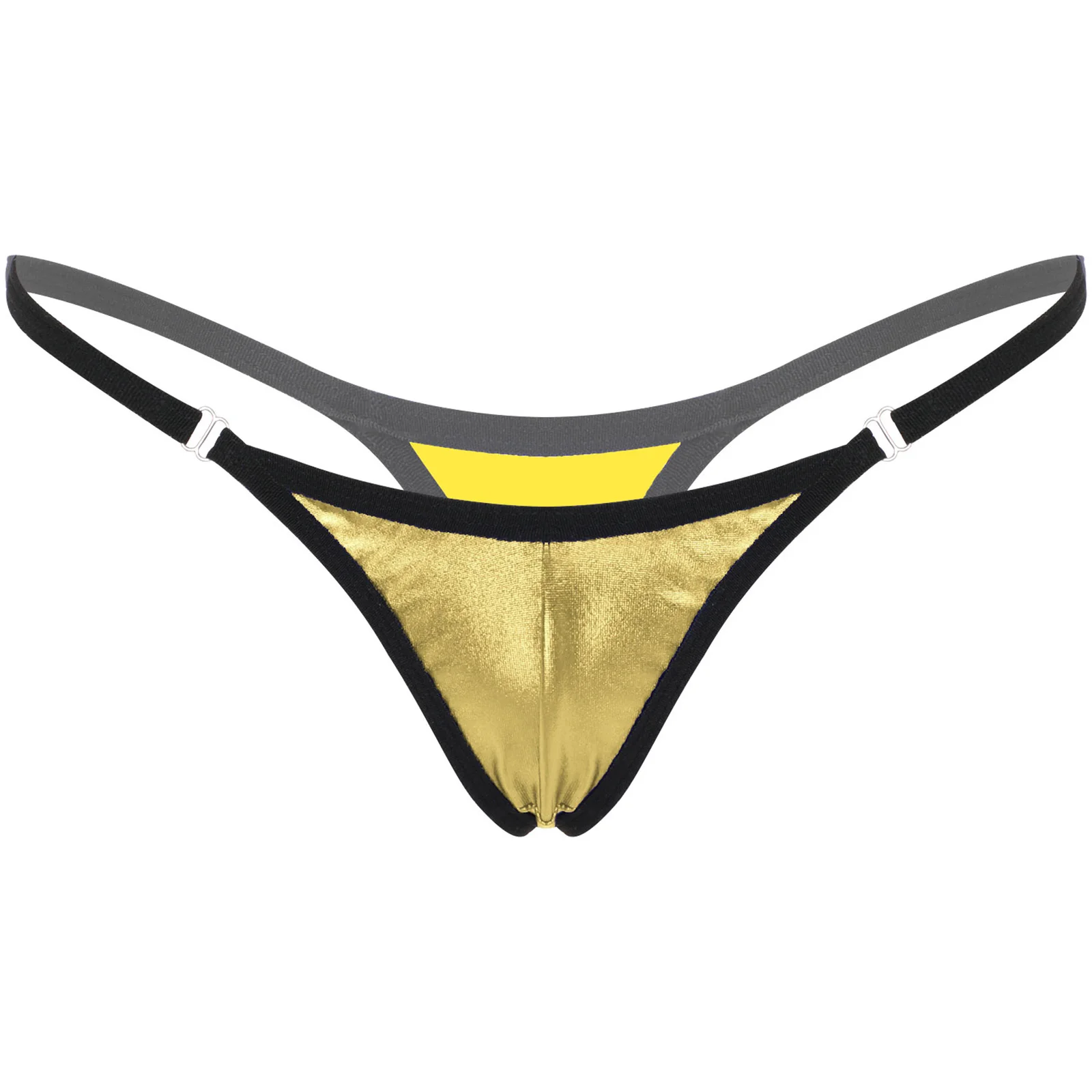 Women Low Rise Micro Thong Briefs Elastic Waistband Glossy Triangle G-string Underwear Bikinis Bottoms Beach T-back Swim Wear