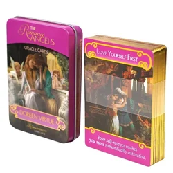 The Romance Angels Oracle Cards Fate Divination Gold Plated Tarot Witchcraft Supplies Board Game with Metal Box