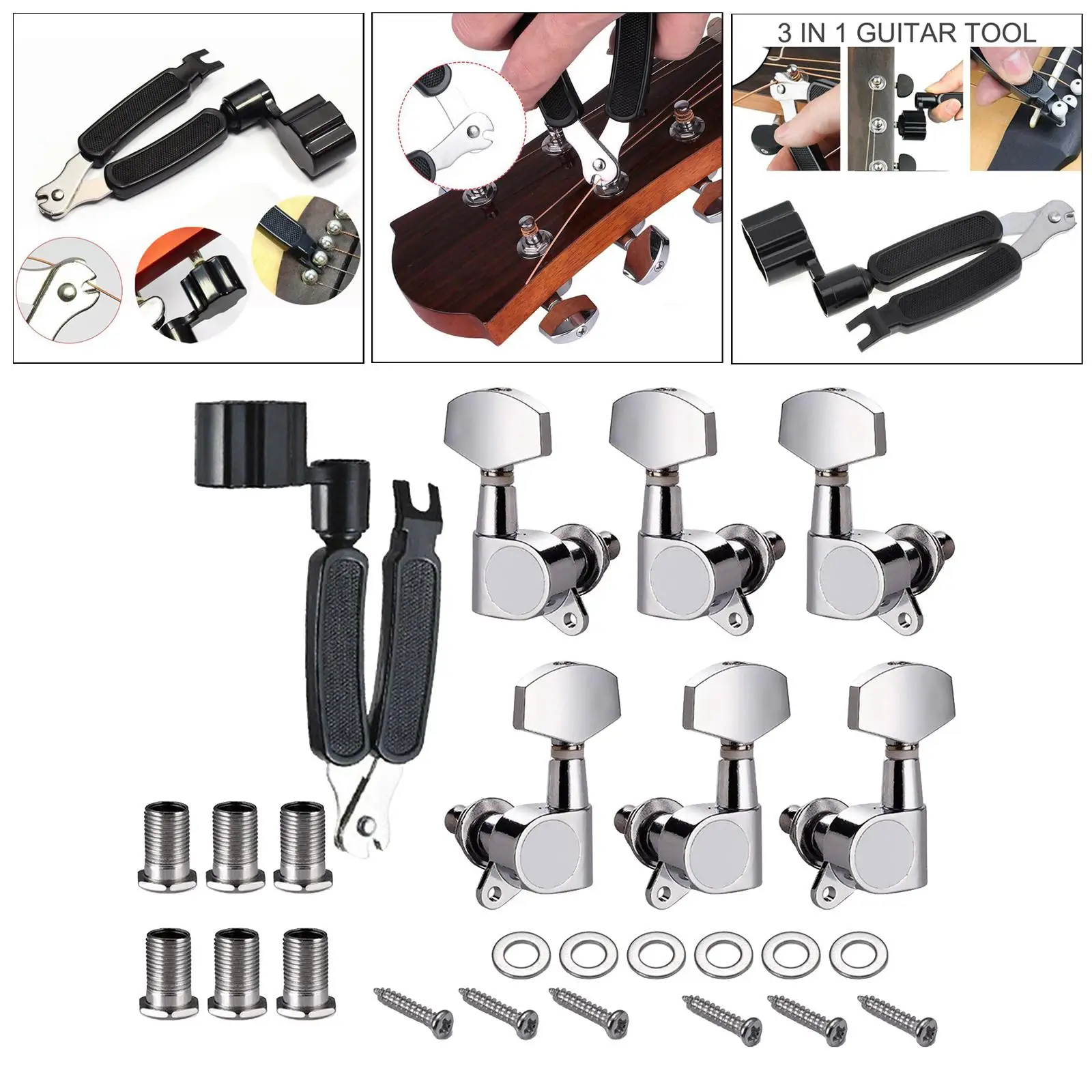 6pcs Guitar Tuners Machine Heads 3L & 3R Acoustic Guitar Tuning Pegs Machine