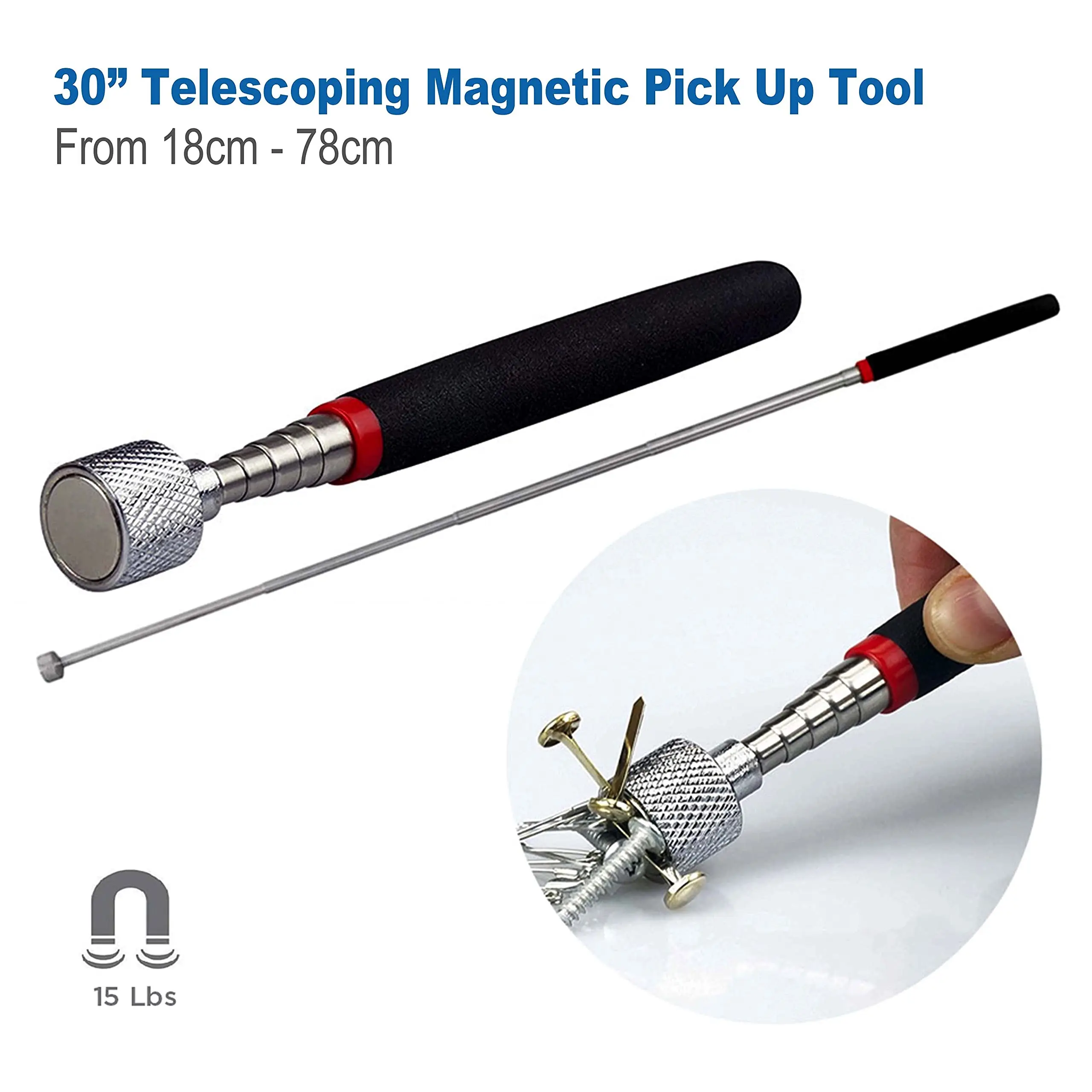 

Telescoping Magnetic Pick-Up Tool 15 Lbs Magnet Stick 30 Inch Telescoping for Small Metal Tools Suitable for DIY Men Handyman