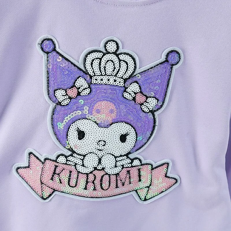 Anime Sanrio Cartoon Children's Dress Kawaii Kuromi Casual Loose Clothing Girls Korean Cartoon Dress Girl Birthday Gifts