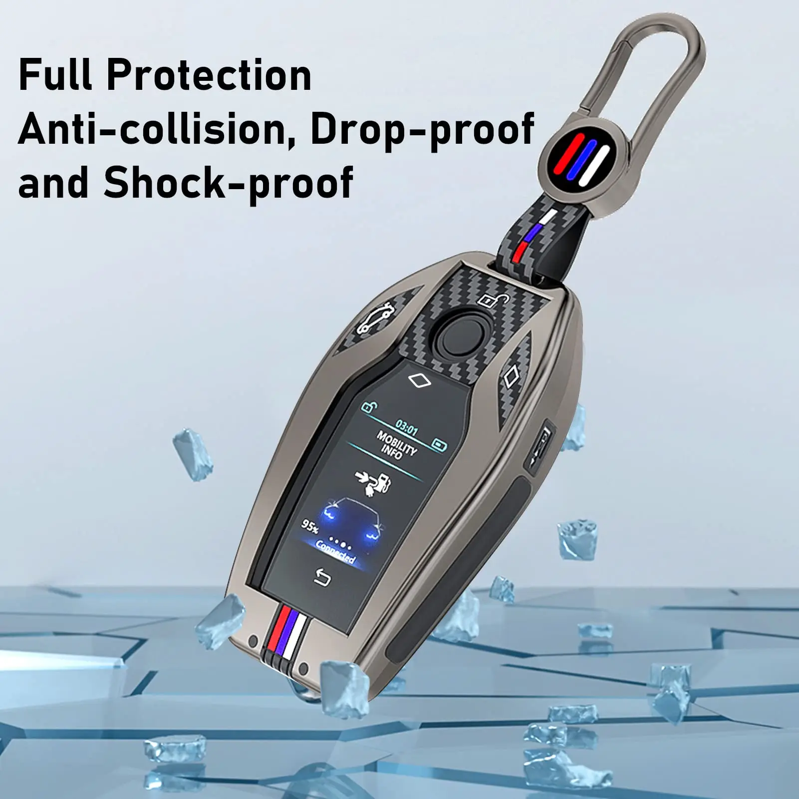 for BMW Key Fob Cover 5' G30 G31/6' G32/7'G11 G12/X3 G01 | X4 G02/X5 G05/X7 G07/i8 LCD Digital Touchscreen Smart Metal Key Cover