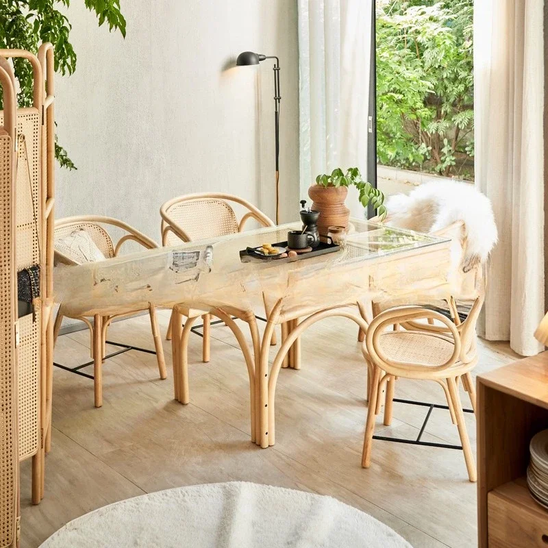 Dining table Small apartment household dining table and chairs Japanese simple homestay rectangular